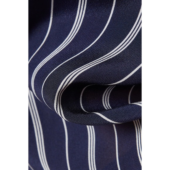 L'Agence Cameron Silk Maxi Shirt Dress Navy White Stripe Belted Small - Picture 8 of 9